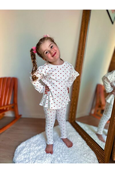 MANİ KIZ ÇOCUK KALPLİ PİJAMA TAKIMI