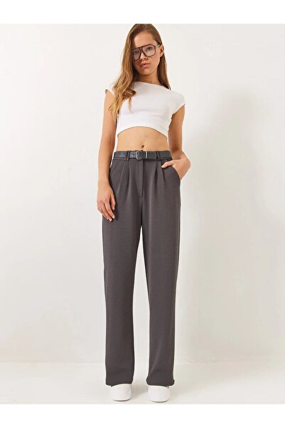 Patreon Kadın Pileli Cep Detaylı Kemerli Palazzo Latina Pantolon