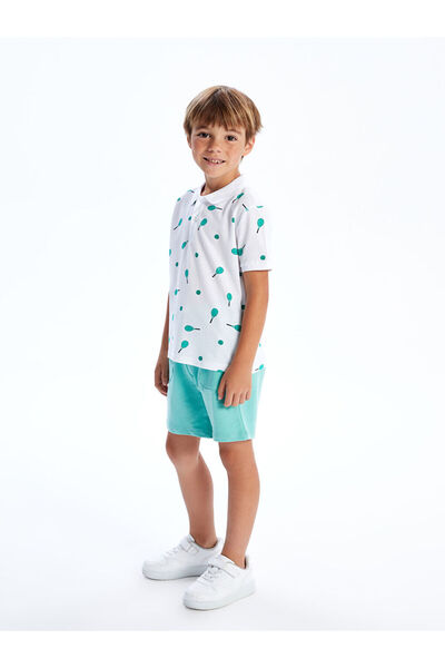 LC Waikiki Polo Neck Patterned Combed Cotton Baby Boy T-Shirt