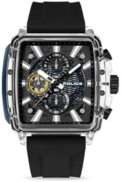 Police ساعة كلوت كرونوغراف كوارتز للرجال مقاس 43 مم مع ثمانية أحزمة مميزة وعل...