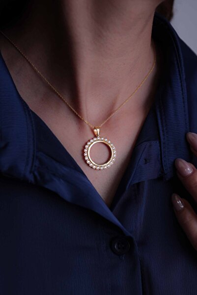 Kiriş Gümüş 925 Ayar Gümüş Çeyrek Altın Takmak İçin Kadın Gümüş Kolye (45+5CM) 5