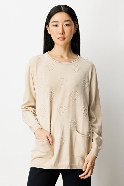 ON Pulover tricotat cu buzunare cu model în relief