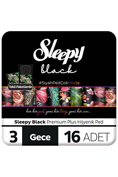 Sleepy Black Premium Plus Hijyenik Ped Gece 16 Adet