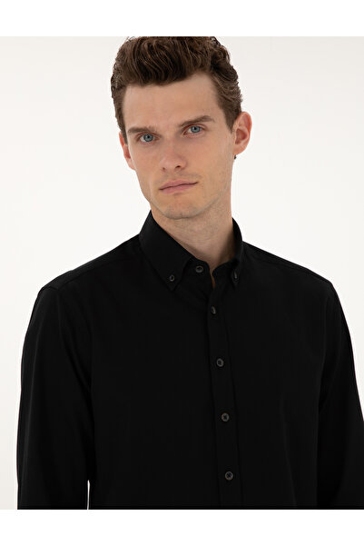 Pierre Cardin Black Regular Fit Long Sleeve Shirt 50311308-Vr046