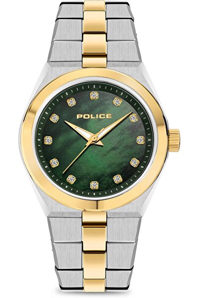 Police ساعة فوغ النسائية، ميناء من عرق اللؤلؤ الأخضر، هيكل من الفولاذ المقاوم...