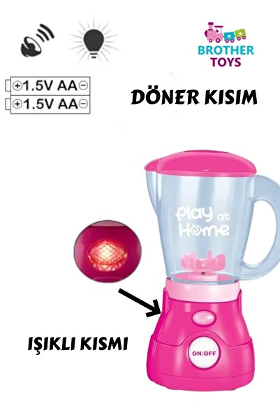 Brother Toys Gerçekçi Hareketli Sesli Işıklı Aksesuarlı Dönme Özellikli Blender Oyuncak Pembe 20 Cm.