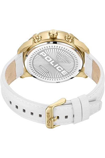 Police Huntley Watch For Men White Dial And White Leather Strap