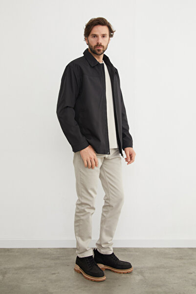 Fulla Moda Fermuarlı Polo Yaka Scuba Kumaş Yağmurluk