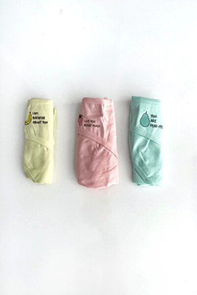 Gece İncisi Βαμβακερό σλιπ 3 τεμαχίων με σχέδια φράουλας, μπανάνας και αχλαδιού