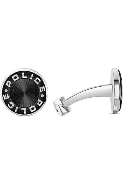 Police أزرار أكمام سوداء بحافة مع شعار من الفولاذ المقاوم للصدأ