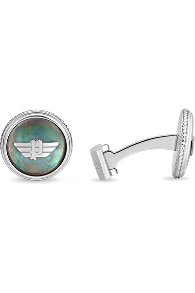 Police Treasure Cufflinks - Black Mother of Pearl with Wing Logo - Elegant & Distinctive Men's Style