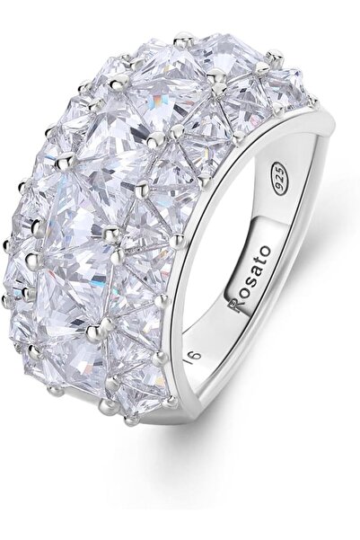 Rosato خواتم فيتوريا من الفضة الإسترلينية عيار 925 مرصعة بـ 45 حجر زركونيا مكعب أبيض للنساء