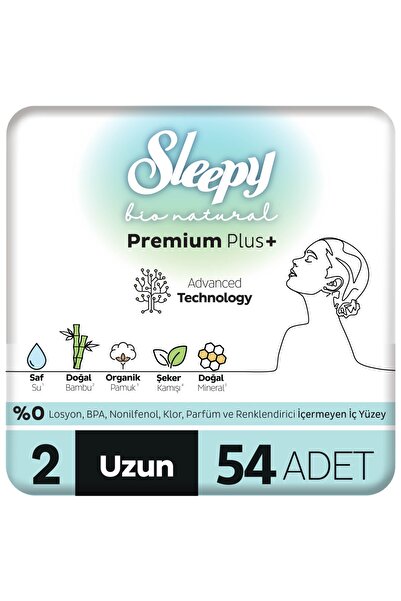 Sleepy Bio Natural Premium Plus Hijyenik Ped Süper Avantaj Paketi Uzun 54 Adet