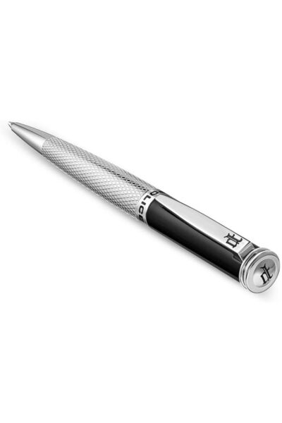 Police Gridget Pen Stainless Steel Clip Textured Barrel Iconic P Logo Black Finish