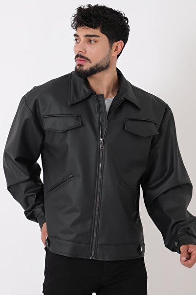 Stilkombin Cep Detail Яке с висока яка от изкуствена кожа Bl 1848_50455