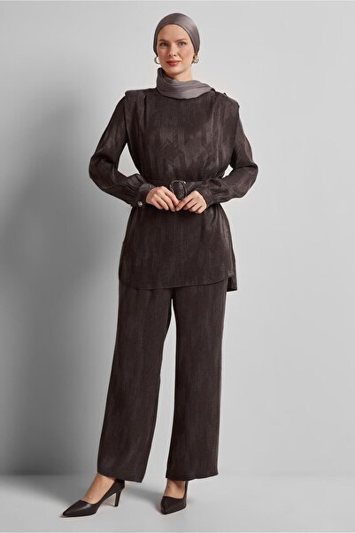 Alvina İpek Cupra Kemerli Pantolonlu Takım