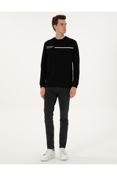 Pierre Cardin Siyah Regular Fit Bisiklet Yaka Sweatshirt 50317675-VR046
