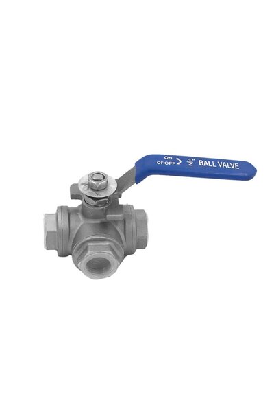 Genel Markalar Krom Üç Yollu Küresel Vana 1 1/2''(inç)