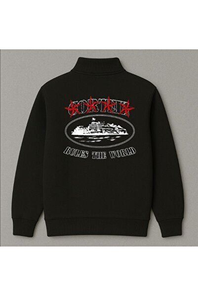 Elvino Hanorac unisex pentru femei/bărbați, cu fermoar pe jumătate, cu imprim...