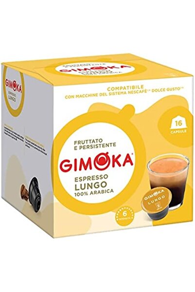 Gimoka كبسولات قهوة لونجو، ١٠٠٪ أرابيكا، متوافقة مع دولتشي جوستو، ١٦ كبسولة