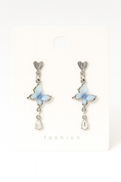 MakeWell Butterfly Design Zircon Stone Screw Dangle Earrings