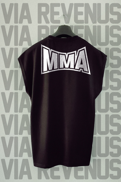 Vordevia Mma Back Printed Zero Sleeve Crew Neck Sports Tshirt