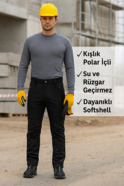 DRC Outdoor Erkek İş Pantolonu – Kışlık Polar İçli, Su ve Rüzgar Geçirmez Dayanıklı Softshell
