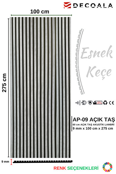 DECOALA Mdf Ahşap Akustik Duvar Paneli 100x275 Cm