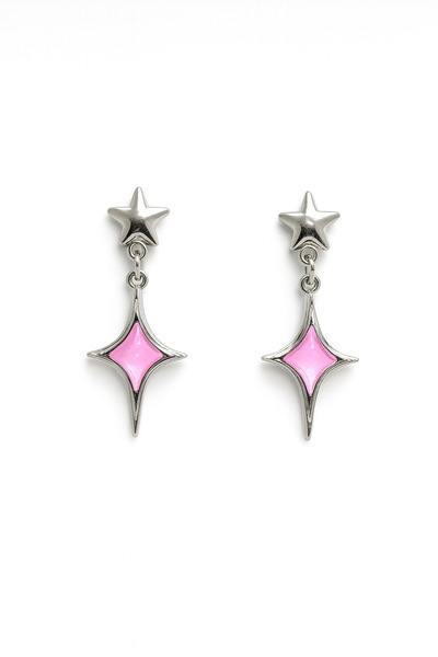 MakeWell Star Crescent Pole Star Design Zircon Stone Screw Dangle Earrings