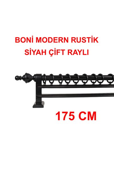di'mora by ağbaht züc. Boni Modern Rustik Ahşap Rustik Perde Askısı Çift Rayl...