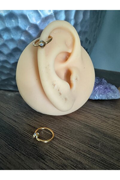 Bylin %100 Cerrahi Çelik Gold Helix Halka Piercing- Halka Çapı 10 Mm - 1 Adet