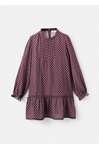 MANGO Kids Desenli volanlı elbise