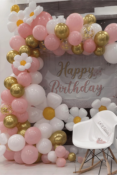 Bunloon Pink White Gold Balloon Set 20Pcs – 12 Inch Pastel & Metallic + 11 Inch Clear Balloons