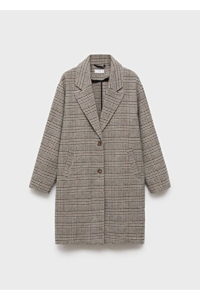 Mango Teen Kazayağı desenli yün palto