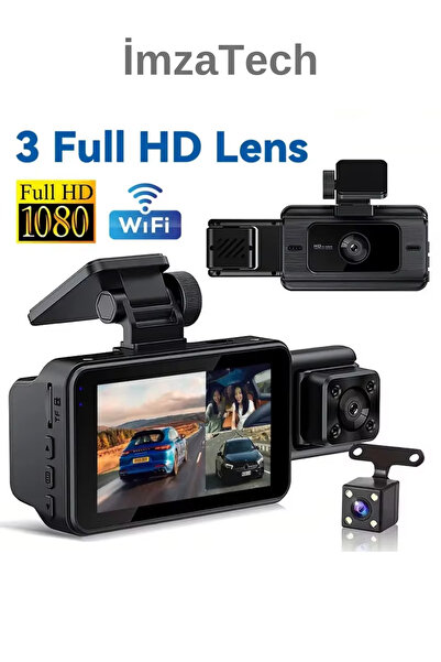 İmza ARAÇ İÇİ 360 GENİŞ AÇILI 3 LENSLİ FULL HD KAMERA GECE GÖRÜŞLÜ WİFİ ÖZELL...