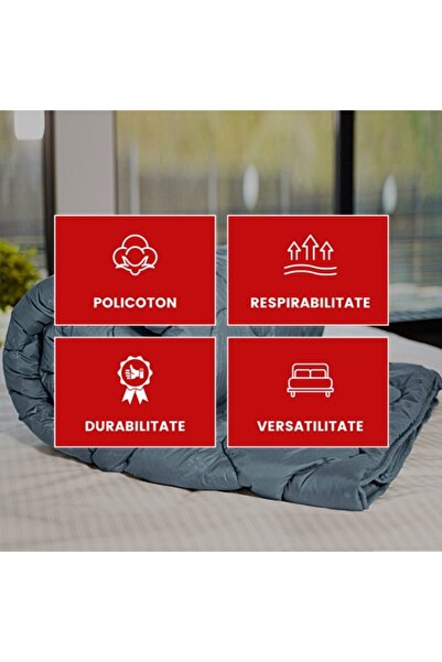 PATONE Winter duvet set, wool, polycotton, 200x220cm, quilted, anthracite with 2 pillowcases 50x70cm