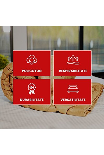 PATONE Winter duvet set, wool, polycotton, 200x220cm, quilted, orange with 2 pillowcases 50x70cm