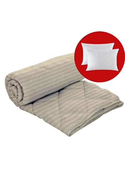 PATONE Winter duvet set, wool, polycotton damask, 200x220cm, quilted, beige w...