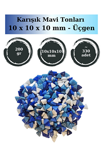 Zen Mozaik Sanatsal Mozaik Çalışmalarınız için 10x10 x10 mm - Üçgen Cam Mozai...
