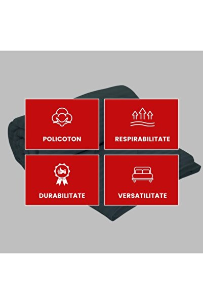 PATONE Winter duvet set, wool, polycotton damask, 140x210cm, quilted, anthracite with 2 pillowcases 50x70cm