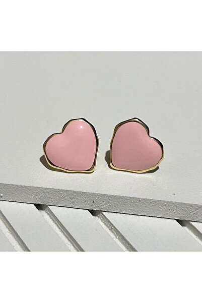 juleeco Pink Enamel Gold Heart Earrings (1.5X1.5Cm)