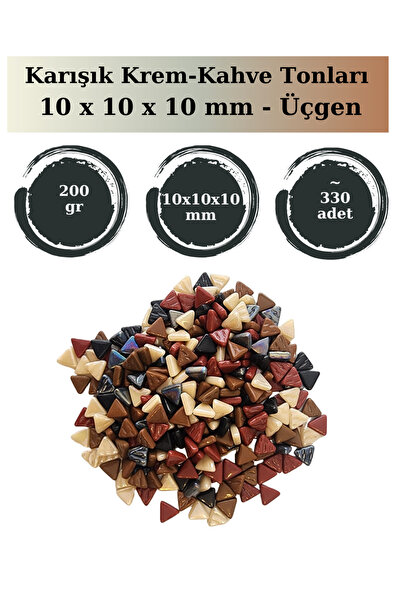 Zen Mozaik Sanatsal Mozaik Çalışmalarınız için 10x10 x10 mm - Üçgen Cam Mozai...