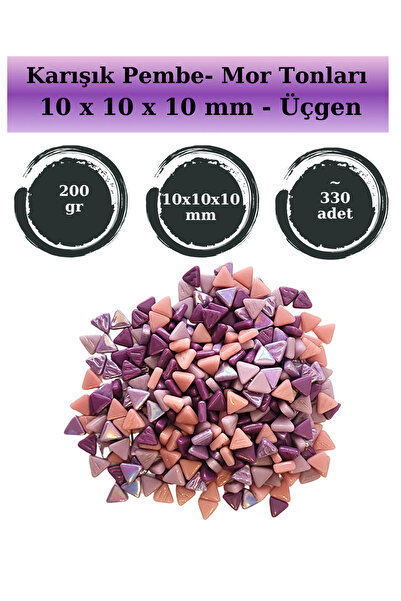Zen Mozaik Sanatsal Mozaik Çalışmalarınız için 10x10 x10 mm - Üçgen Cam Mozaik Taşı (200 gr)