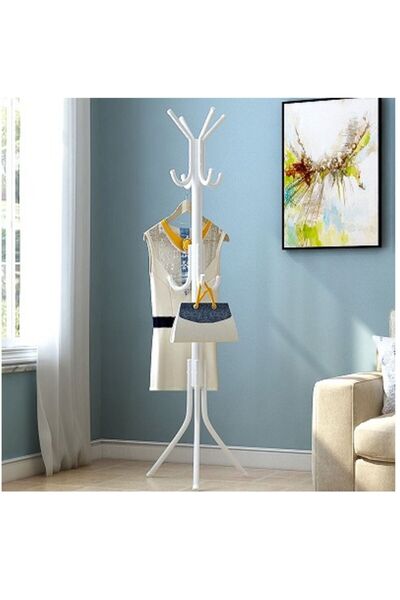 Generic حامل ملابس مع خطاف وحامل ملابس وحامل معلق من الحديد المطاوع ووحدة رفوف قائمة للمنزل،