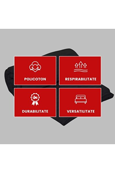 PATONE Winter duvet set, wool, polycotton damask, 140x210cm, quilted, black with 2 pillowcases 50x70cm