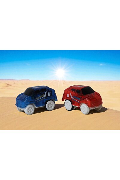 e-life shop Magic Tracks Uyumlu 2’li LED Işıklı Oyuncak Yarış Arabası Seti – Karanlıkta Parlayan Ray Arabaları