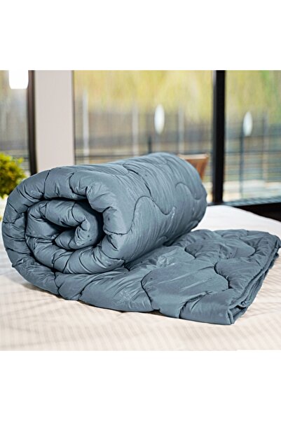PATONE Winter quilt, quilted, wool, polycotton cover, 140x210cm, for single bed, anthracite