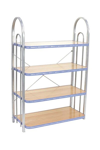 Generic LAWAZIM 4-Shelf Shoe Storage Rack Organizer Silver/Brown 50x25x75centimeter