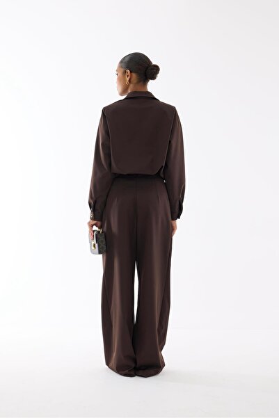 HAZELANNA Premium Palazzo Brown Trousers