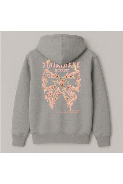 Elvino Women's Floral Tihikihkke Printed Women'S/Men's Unisex Oversize Hooded 3-Thread Sweatshirt